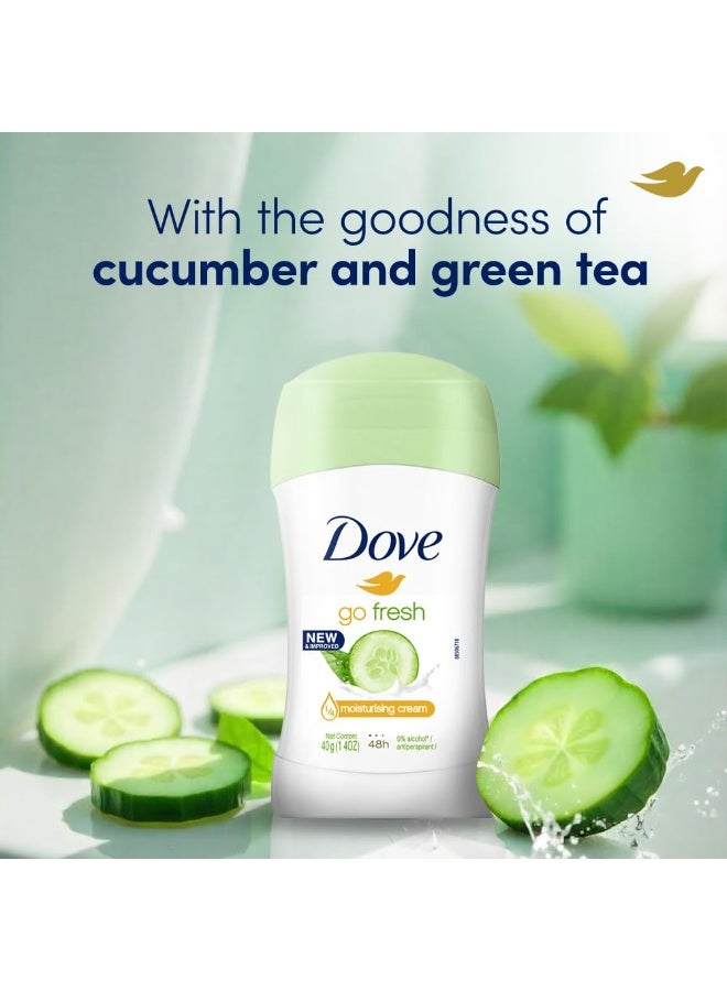 Dove Go Fresh Cucumber & Green Tea Antiperspirant Deodorant Stick | 48-Hour Protection | 1/4th Moisturising Cream & 100% Natural Caring Oil | 40g - Image 3